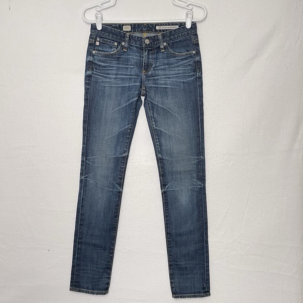 AG Jeans Womens 25 Dark Blue Stilt Cigarette Skinny Leg Distress Low Rise 28x30